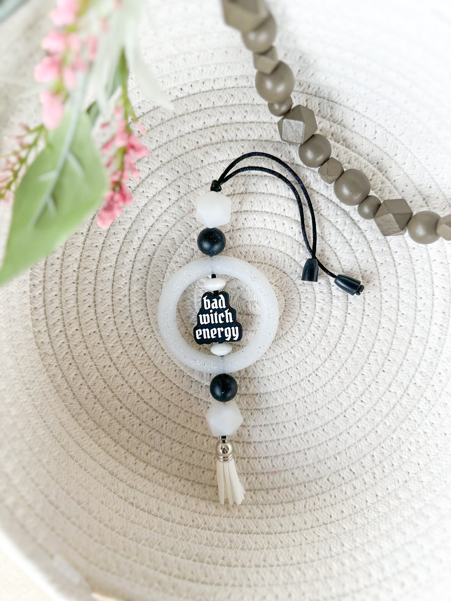 James and Jane Co Bad Witch Energy Cute Hand Made Car Charm Rearview Mirror Ornament