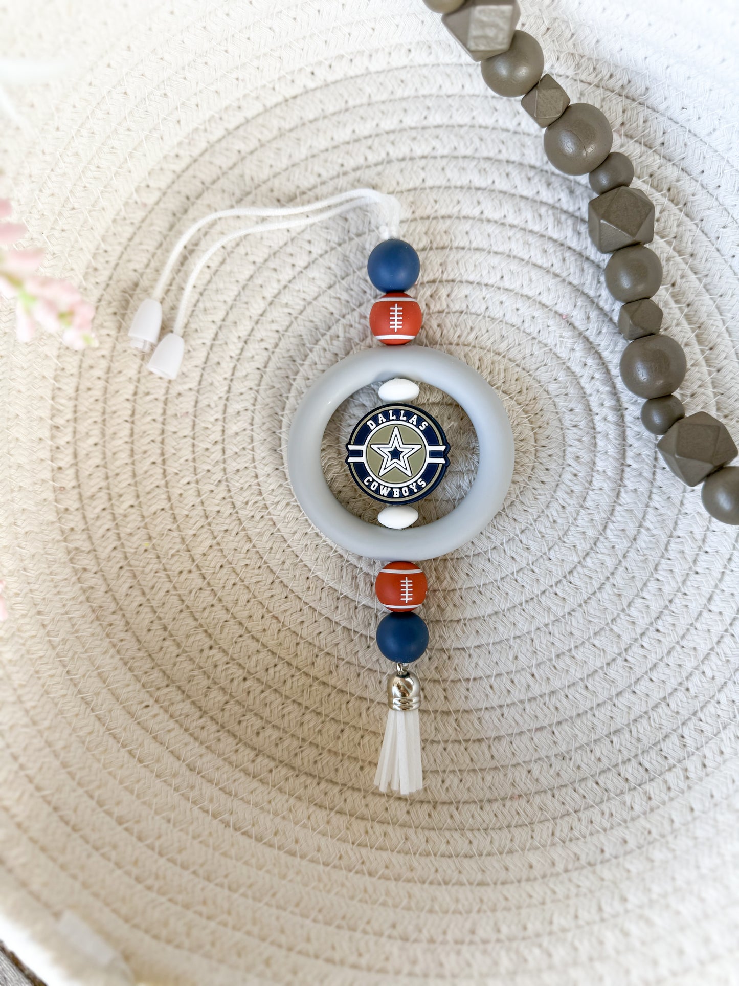 James and Jane Co. Cute Hand Made Dallas Cowboys (Light Gray) Car Charm