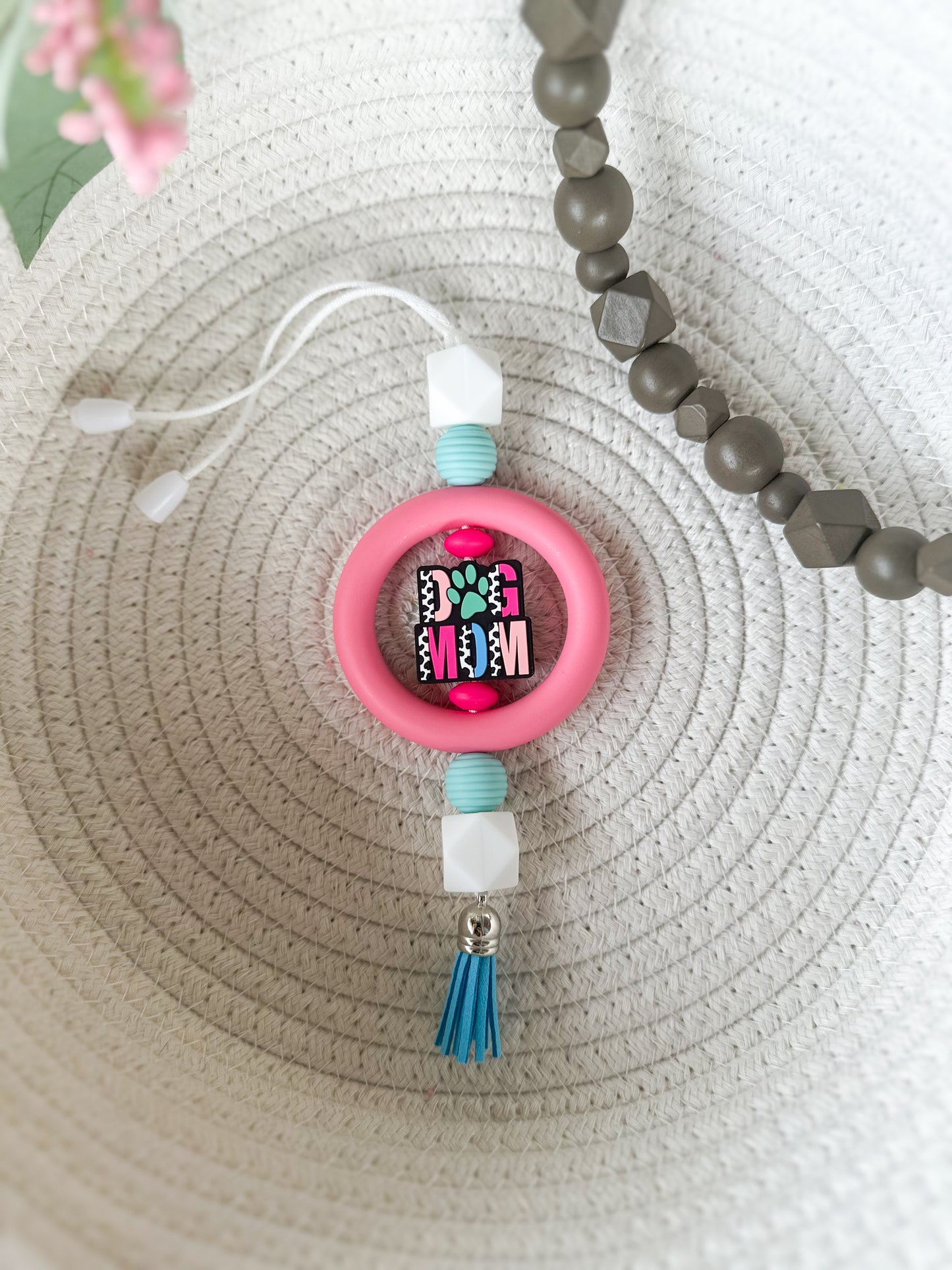 James and Jane Co Dog Mom (Vibrant) Car Charm Cute Hand Made Car Charm Rearview Mirror Ornament