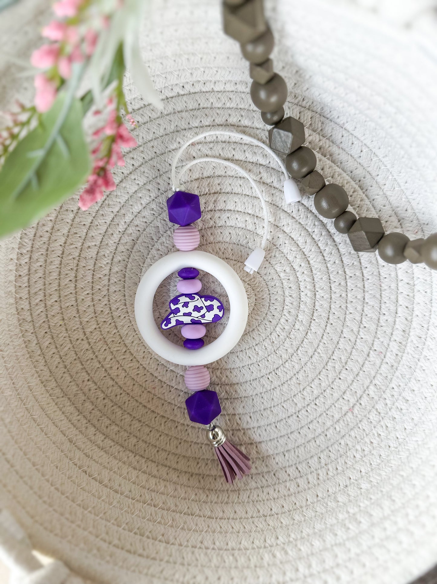 James and Jane Co Let's Go GirlsCute Hand Made Car Charm Rearview Mirror Ornament Cowgirl Hat