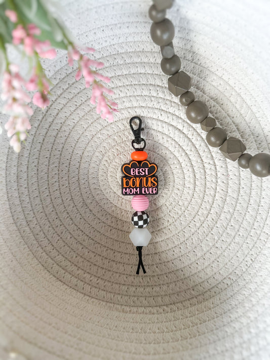 James and Jane Co Bonus Mom (Checkered) Keychain Cute Hand Made Keychain