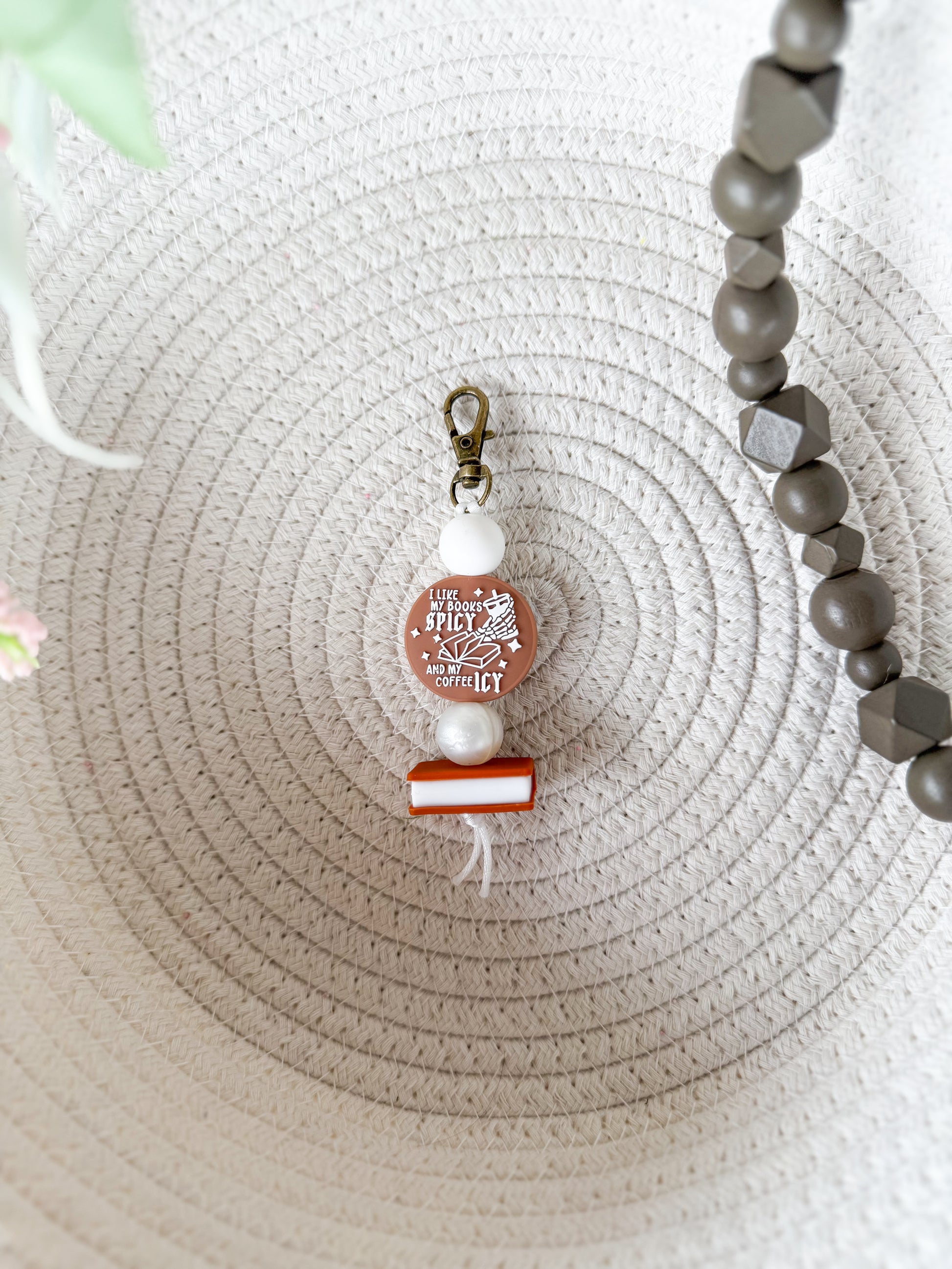 James and Jane Co. Cute Hand Made Books Spicy & Coffee Icy (Neutral) Keychain Book Bookworm Reader