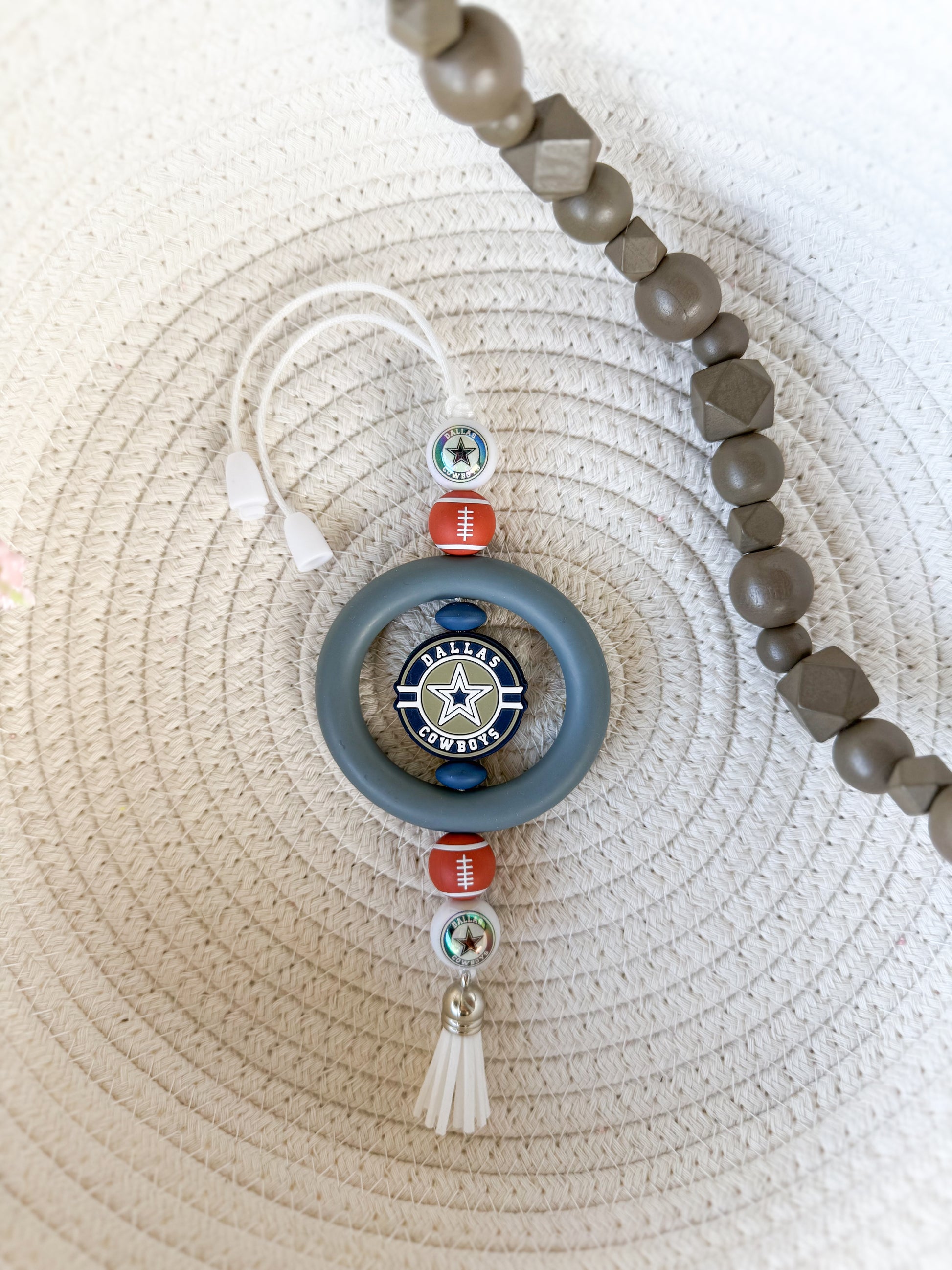 Dallas Cowboys (Dark Gray/White) Car Charm James and Jane Co. Cute Handmade Football Sports