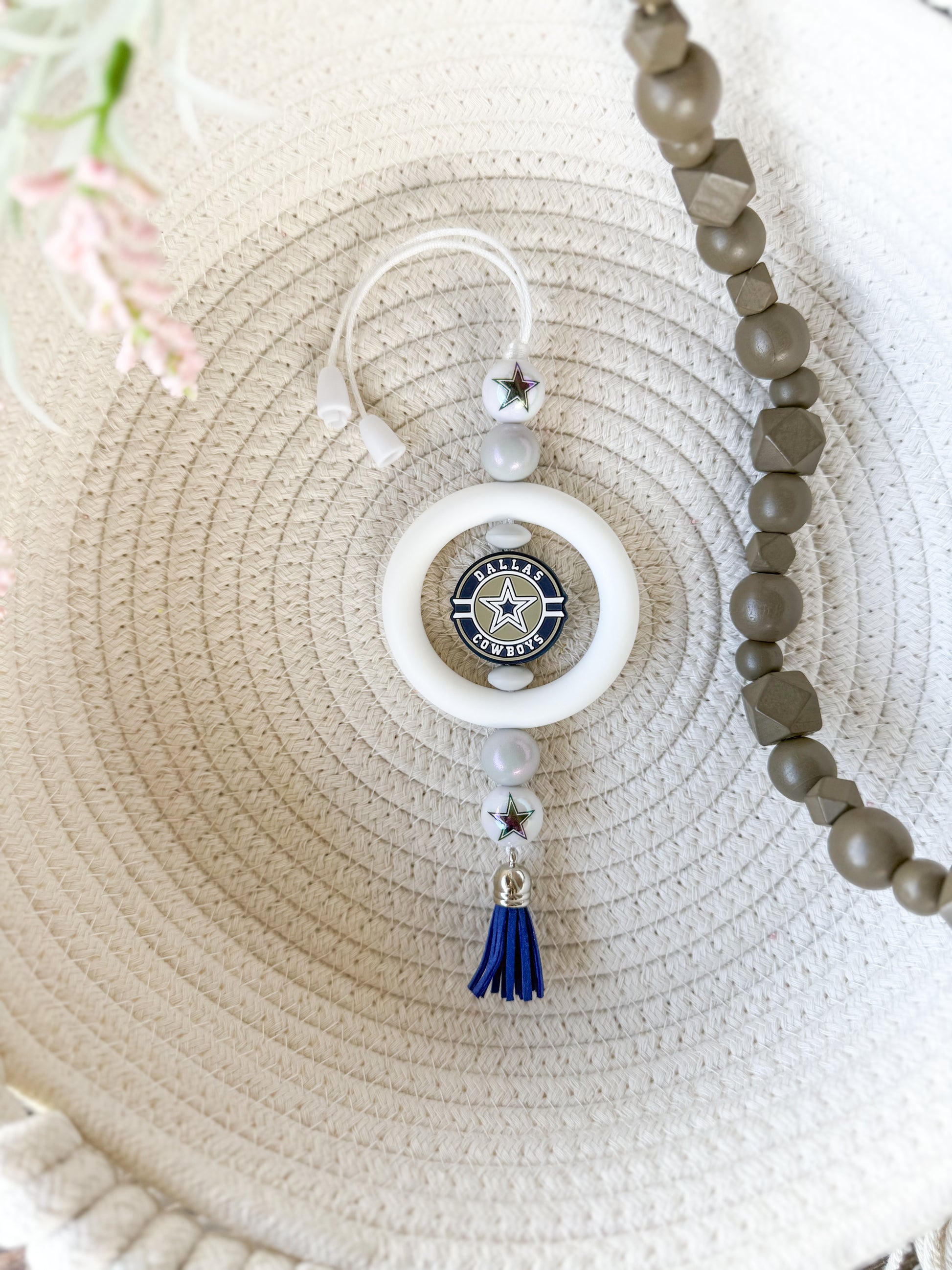 James and Jane Co. Cute Hand Made Dallas Cowboys (White) Car Charm