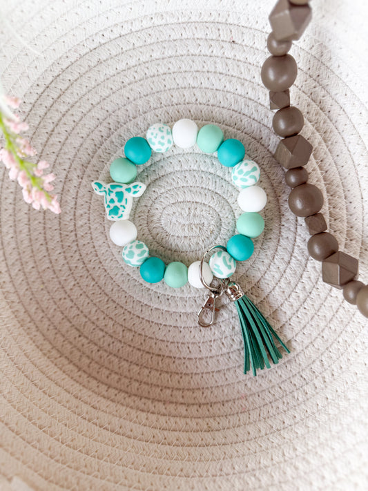 Home on the Range (Teal) Wristlet Keychain