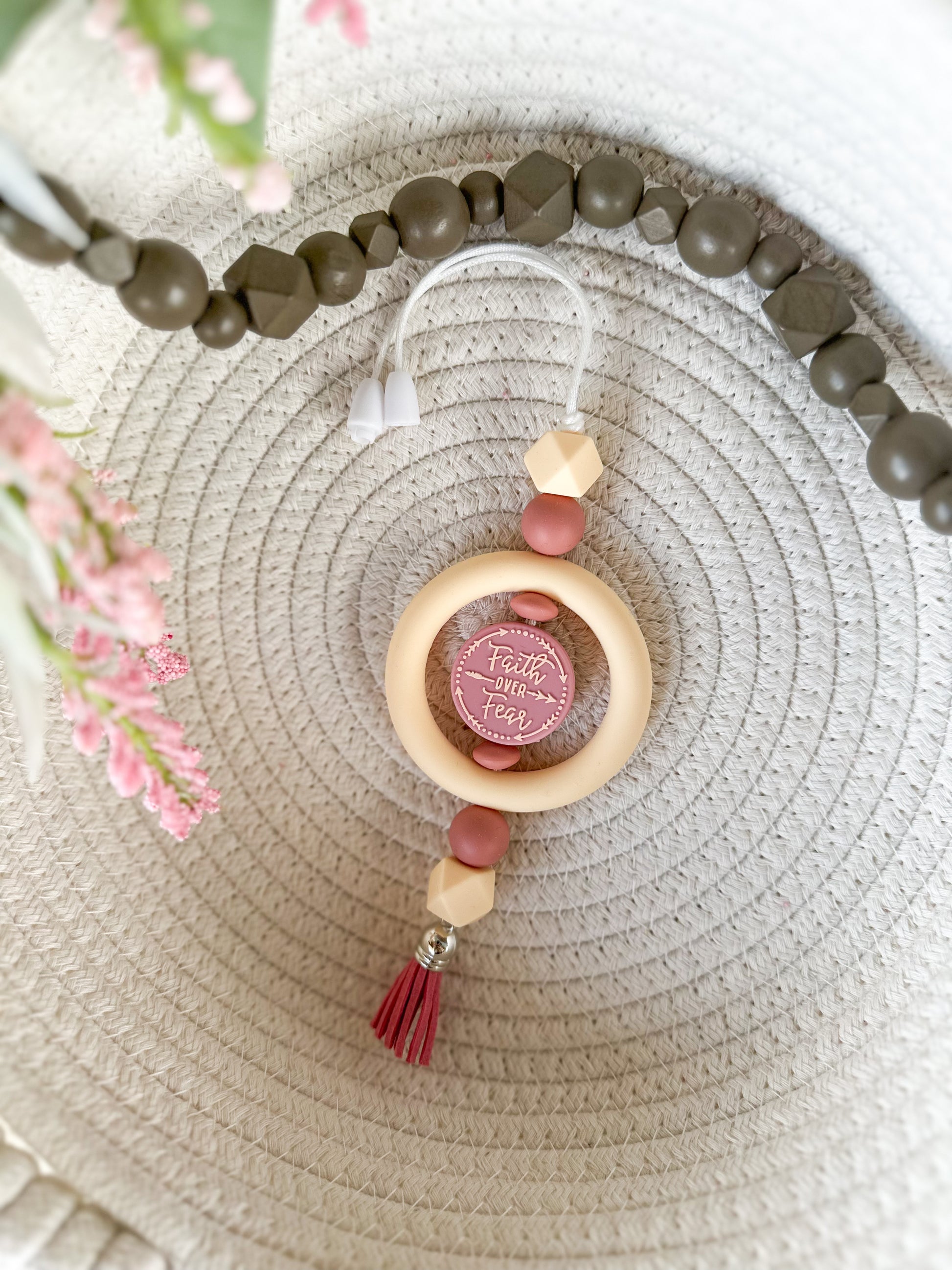 James and Jane Co Faith Over Fear Car CharmCute Hand Made Car Charm  Rearview Mirror Ornament