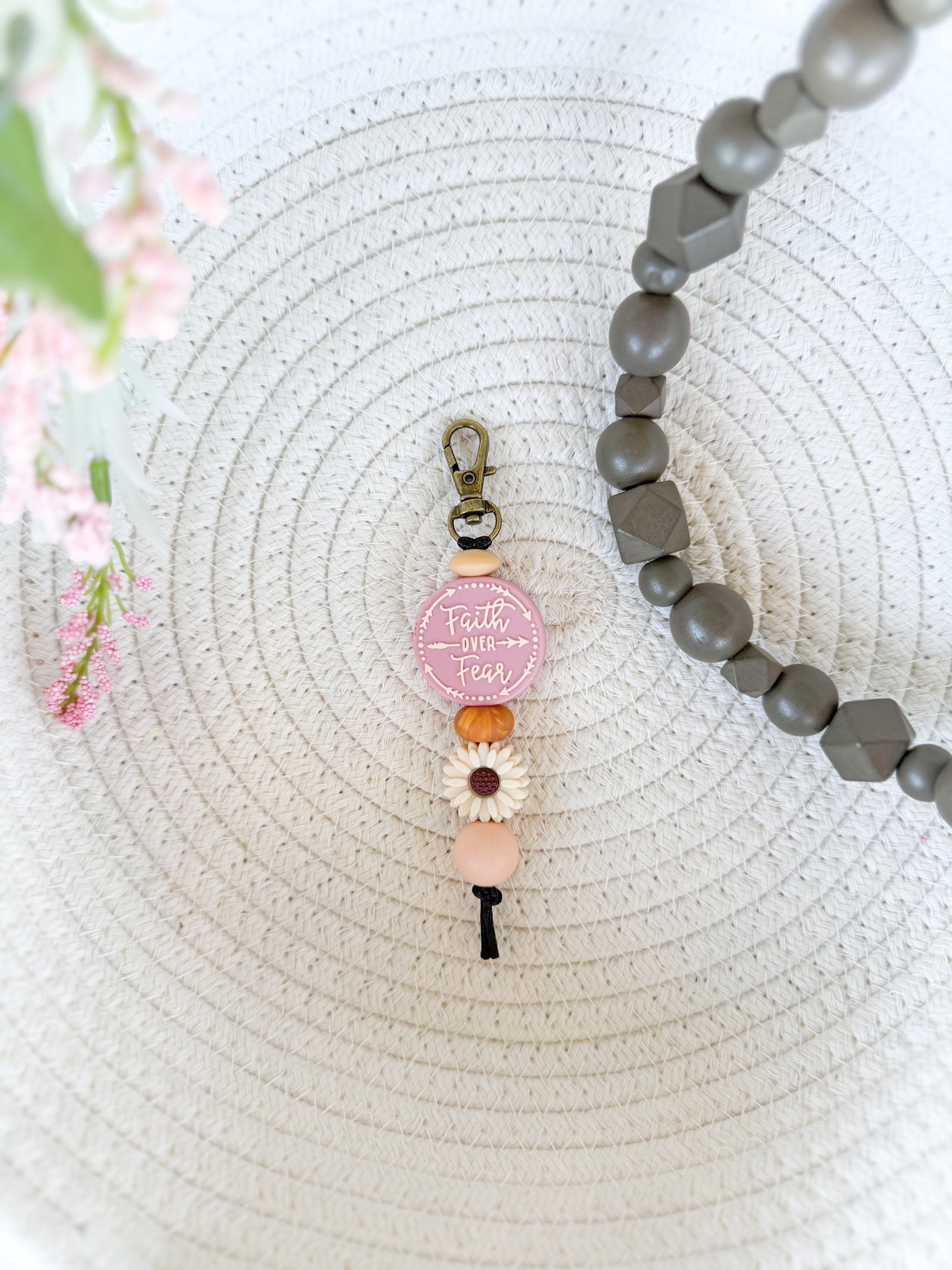Faith Over Fear (Neutral) Spiritual Hand Made Keychain James and Jane Co