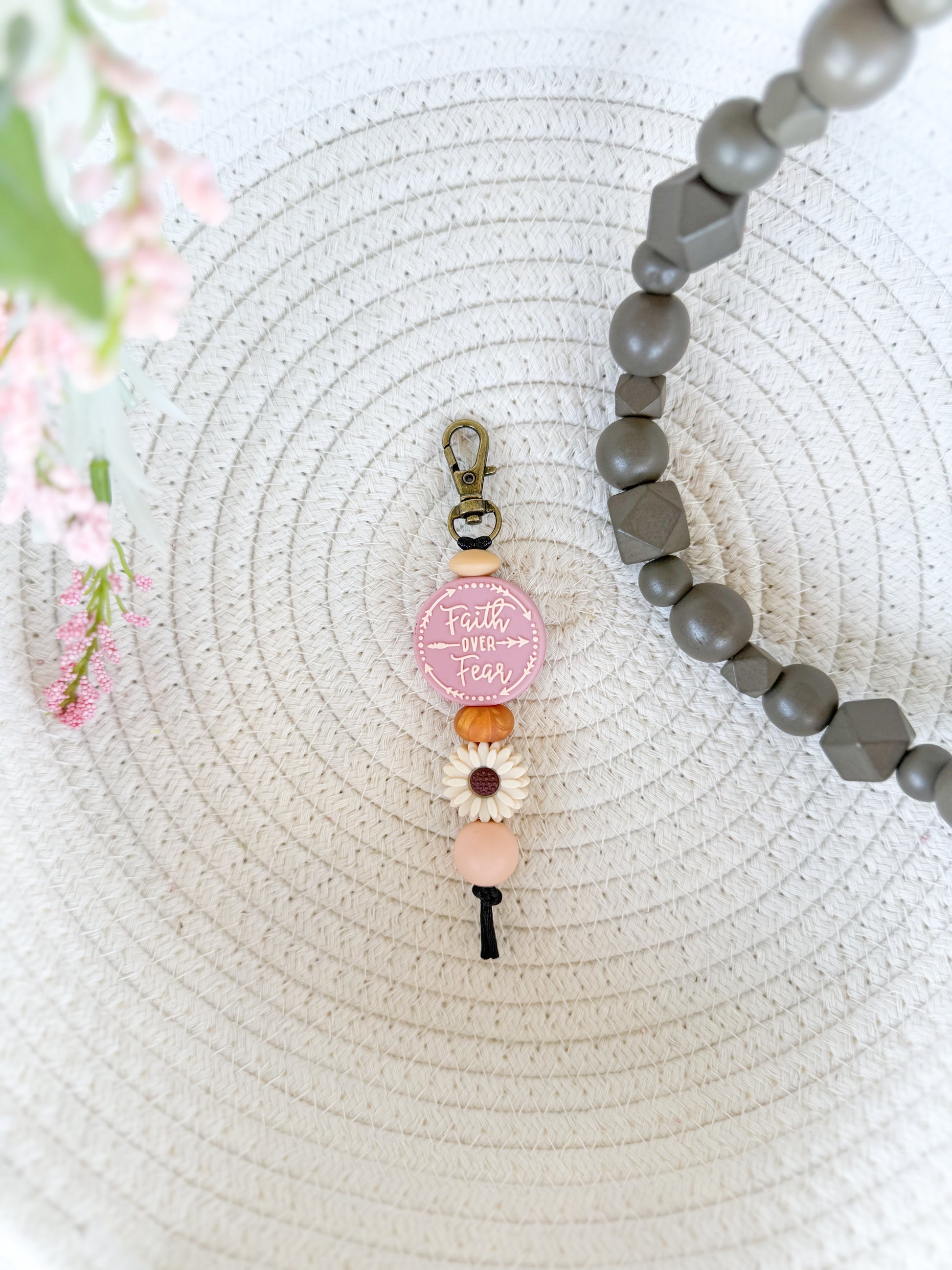 Faith Over Fear (Neutral) Spiritual Hand Made Keychain James and Jane Co