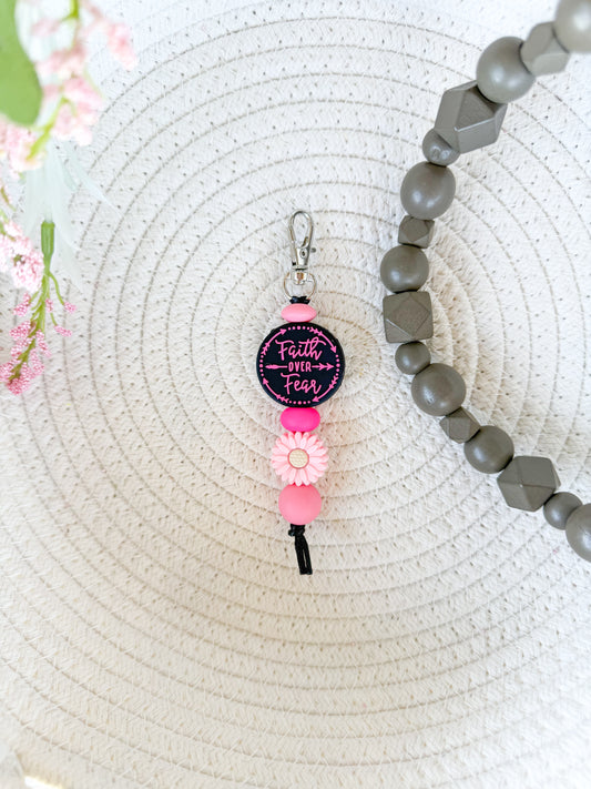 Faith Over Fear (Pink) Spiritual Handmade Keychain James and Jane Co