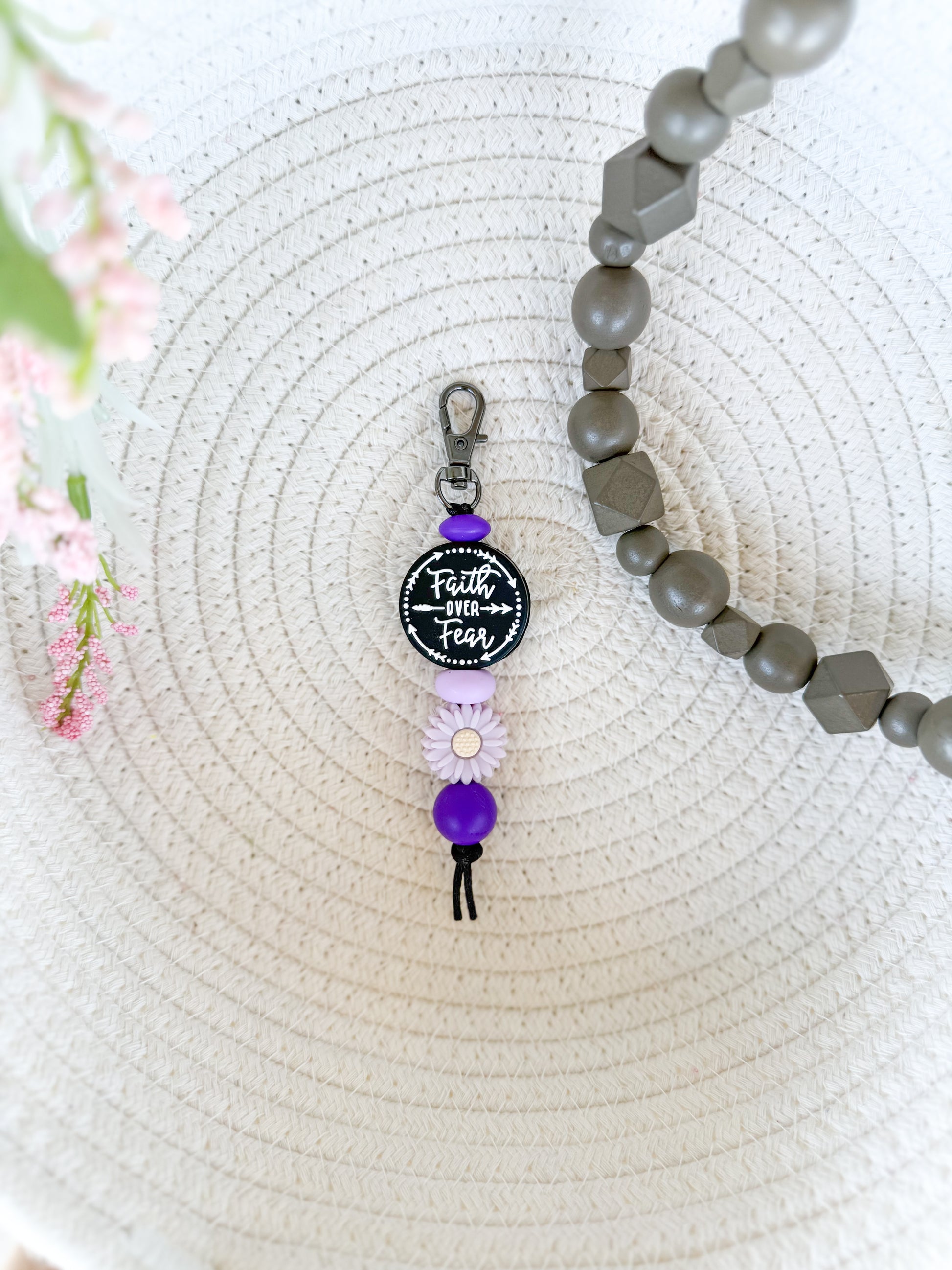 Faith Over Fear (Purple) Spiritual Hand Made Keychain James and Jane Co