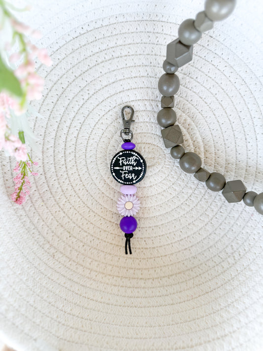 Faith Over Fear (Purple) Spiritual Hand Made Keychain James and Jane Co