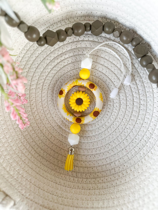 James  & Jane Co Sunflower Cute Hand Made Car Charm  Rearview Mirror Ornament