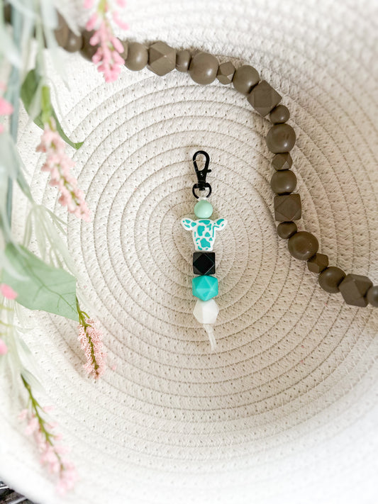 James and Jane Co Cute Hand Made Keychain Home on the Range (Teal) Keychain - Short