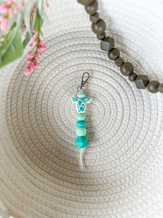 James and Jane Co Home Home on the Range (Teal) Keychain Cute Hand Made Keychain Cow