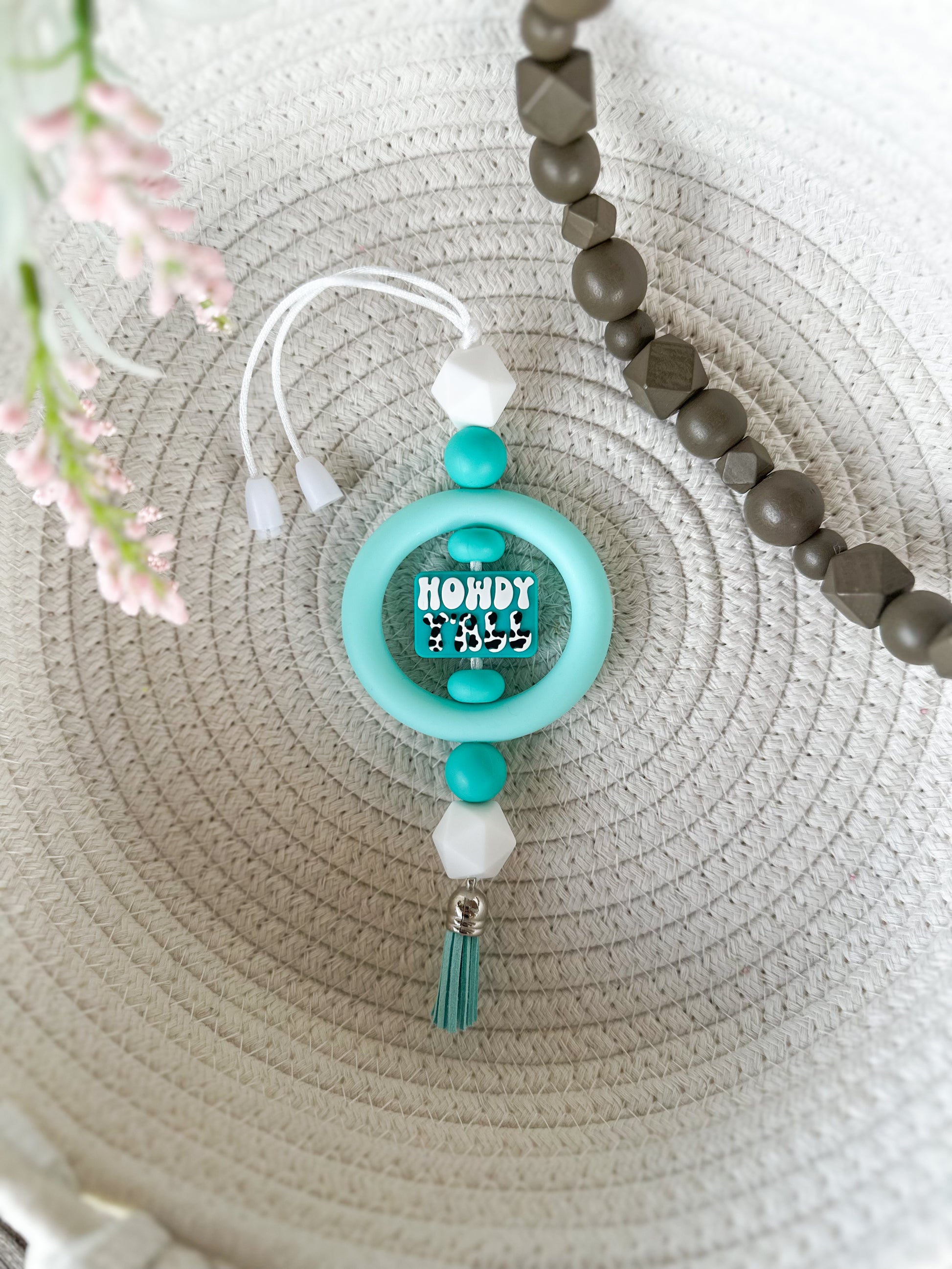 James  & Jane Co Howdy Y’all (Teal) Car Charm Cute Hand Made Car Charm  Rearview Mirror Ornament