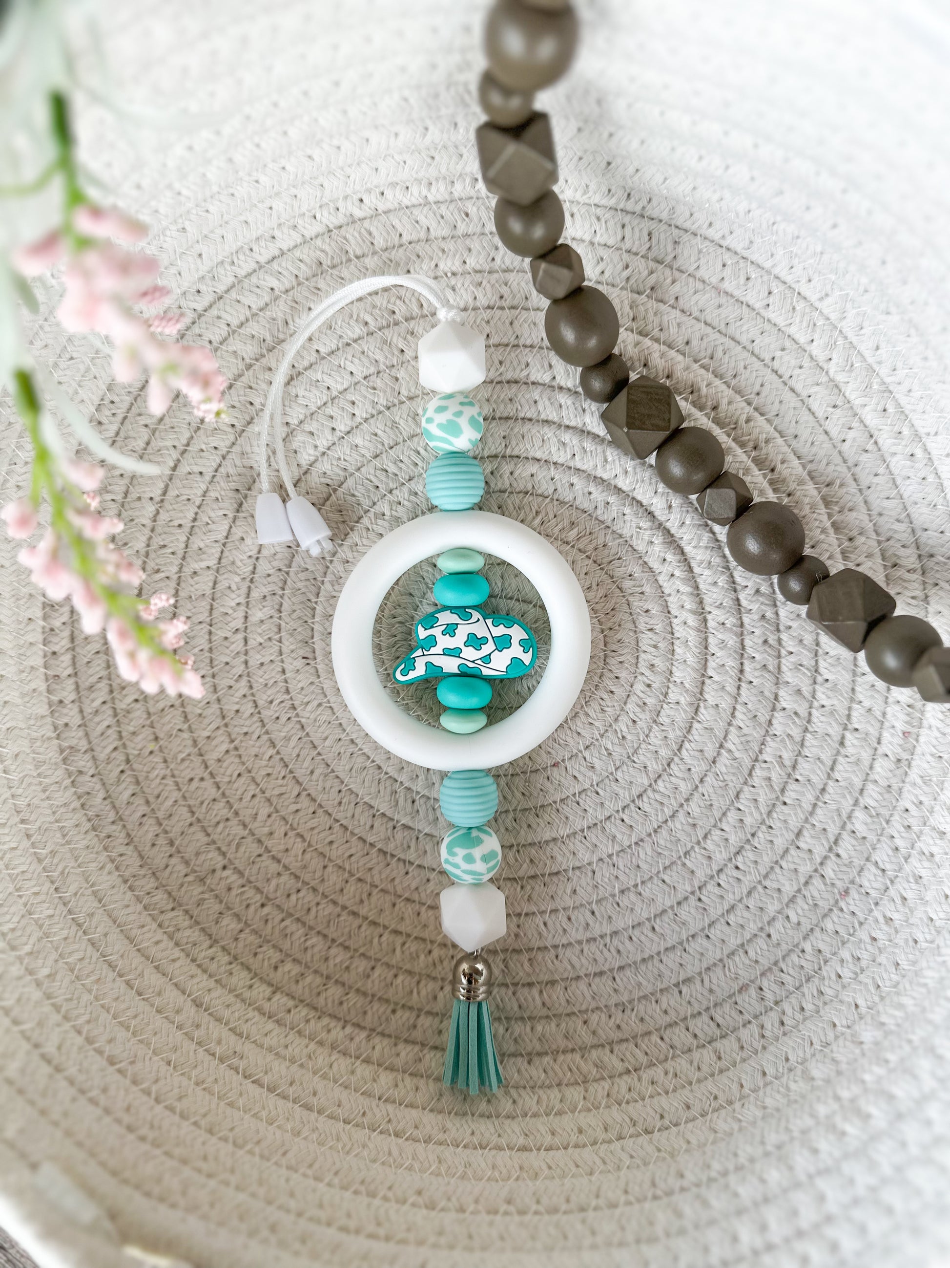 James and Jane Co Let’s Go Girls (Teal) Car Charm Cute Hand Made Car Charm  Rearview Mirror Ornament