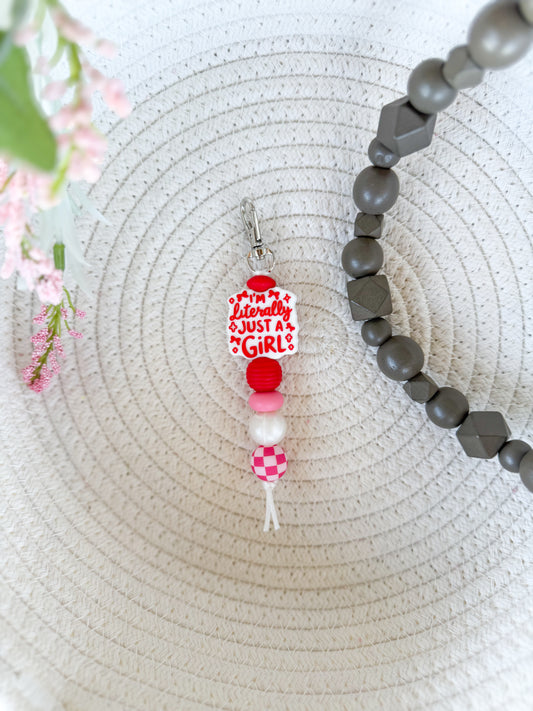 Literally Just a Girl Cute Hand Made Keychain James and Jane Co
