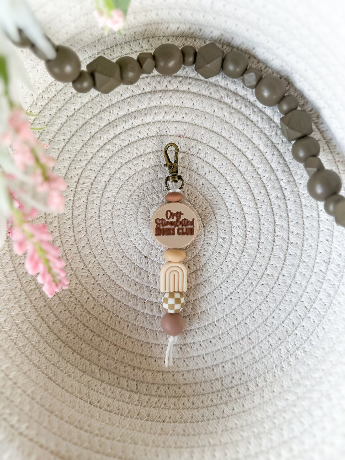 James and Jane Co Overstimulated Mom's Club (Neutral) Keychain Cute Hand Made Keychain