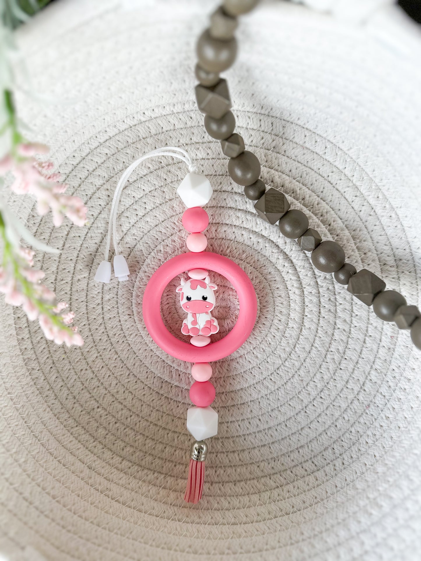 James and Jane Co Strawberry Milkshake Car Charm Cute Hand Made Car Charm  Rearview Mirror Ornament