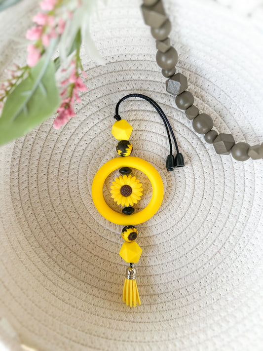 James and Jane Co Sunflower Cute Hand Made Car Charm  Rearview Mirror Ornament