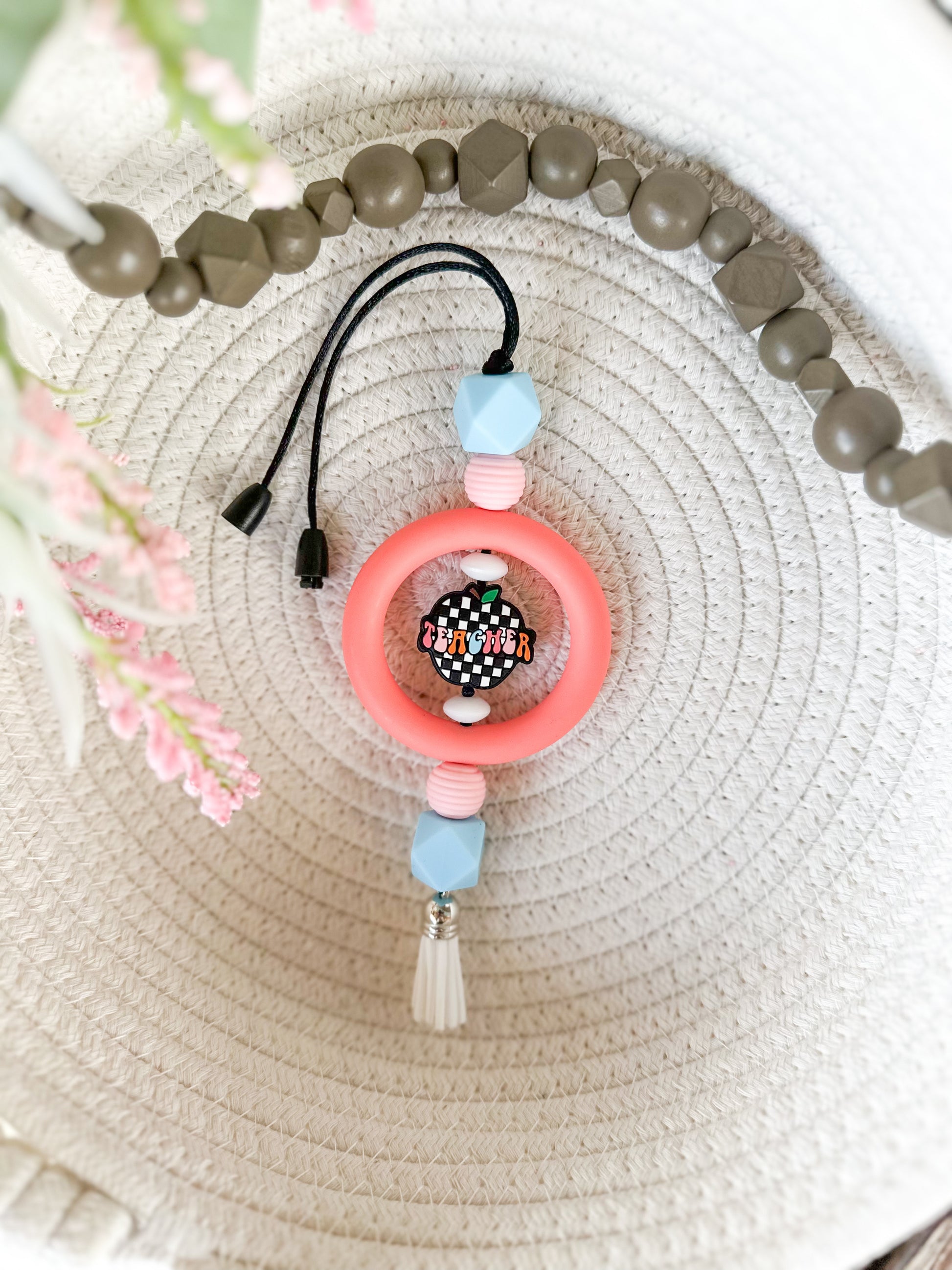 James and Jane Co Teacher Car Charm Cute Hand Made Car Charm  Rearview Mirror Ornament