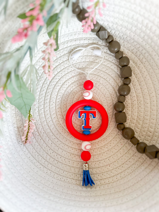 James and Jane Co Texas Rangers Hand Made Car Charm  Rearview Mirror Ornament Baseball
