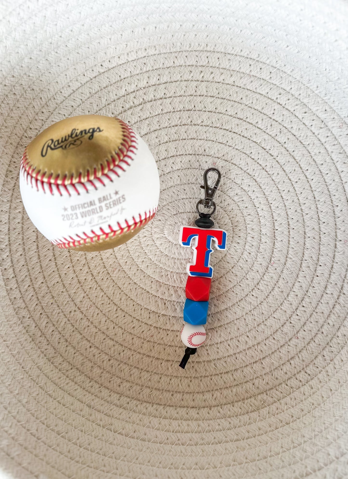 James and Jane Co Texas Rangers Keychain - Short Cute Hand Made Keychain Baseball