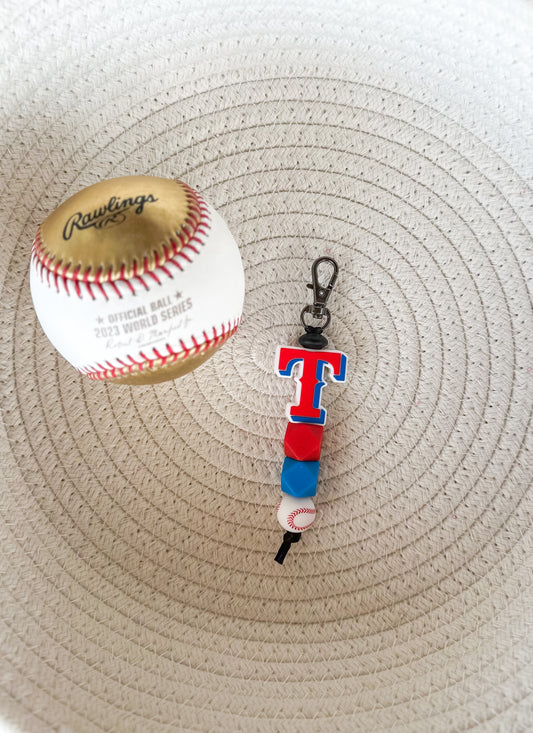James and Jane Co Texas Rangers Keychain - Short Cute Hand Made Keychain Baseball