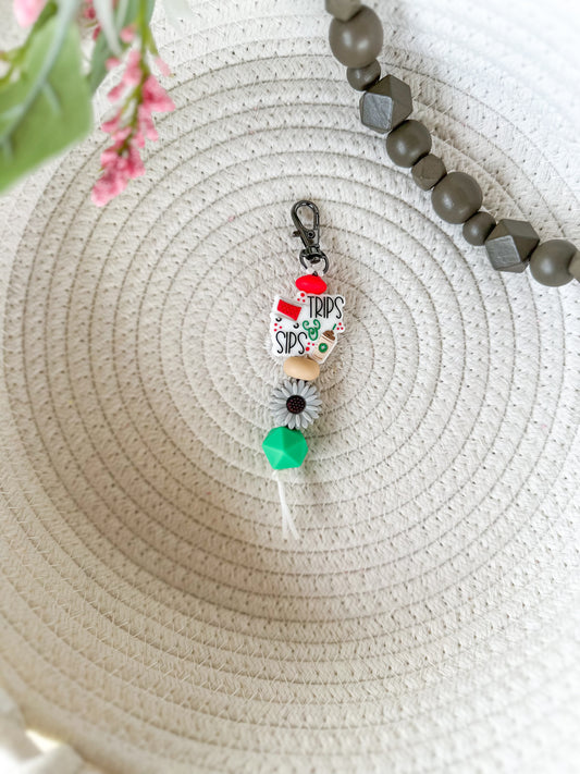 James and Jane Co Trips & Sips Keychain Cute Hand Made Keychain